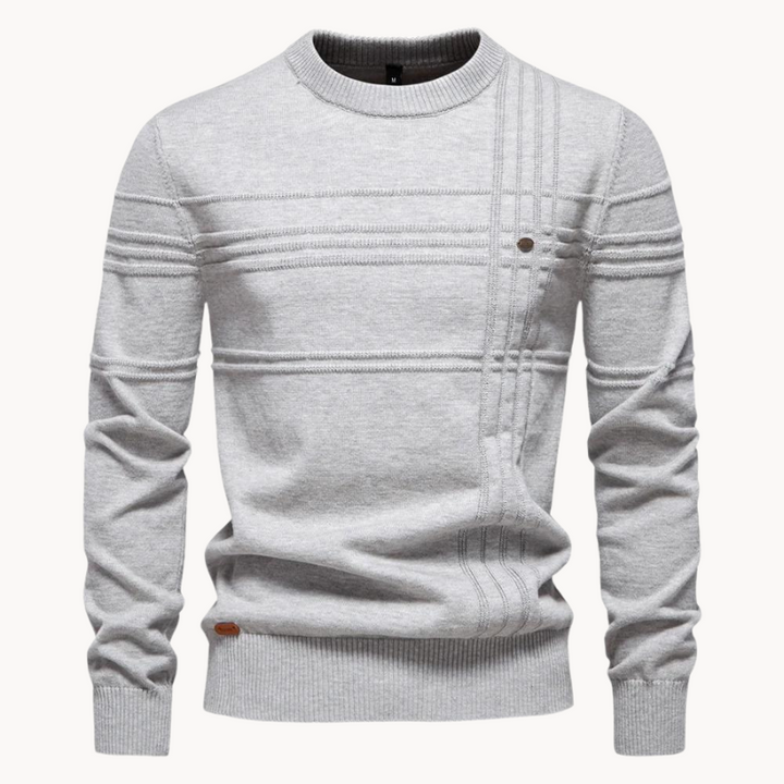 Pullover Herren mit elegantem Slim-Fit-Schnitt in Hellgrau