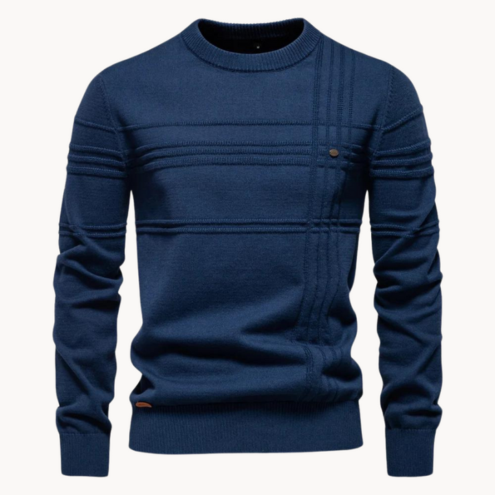 Pullover Herren mit elegantem Slim-Fit-Schnitt in Marineblau