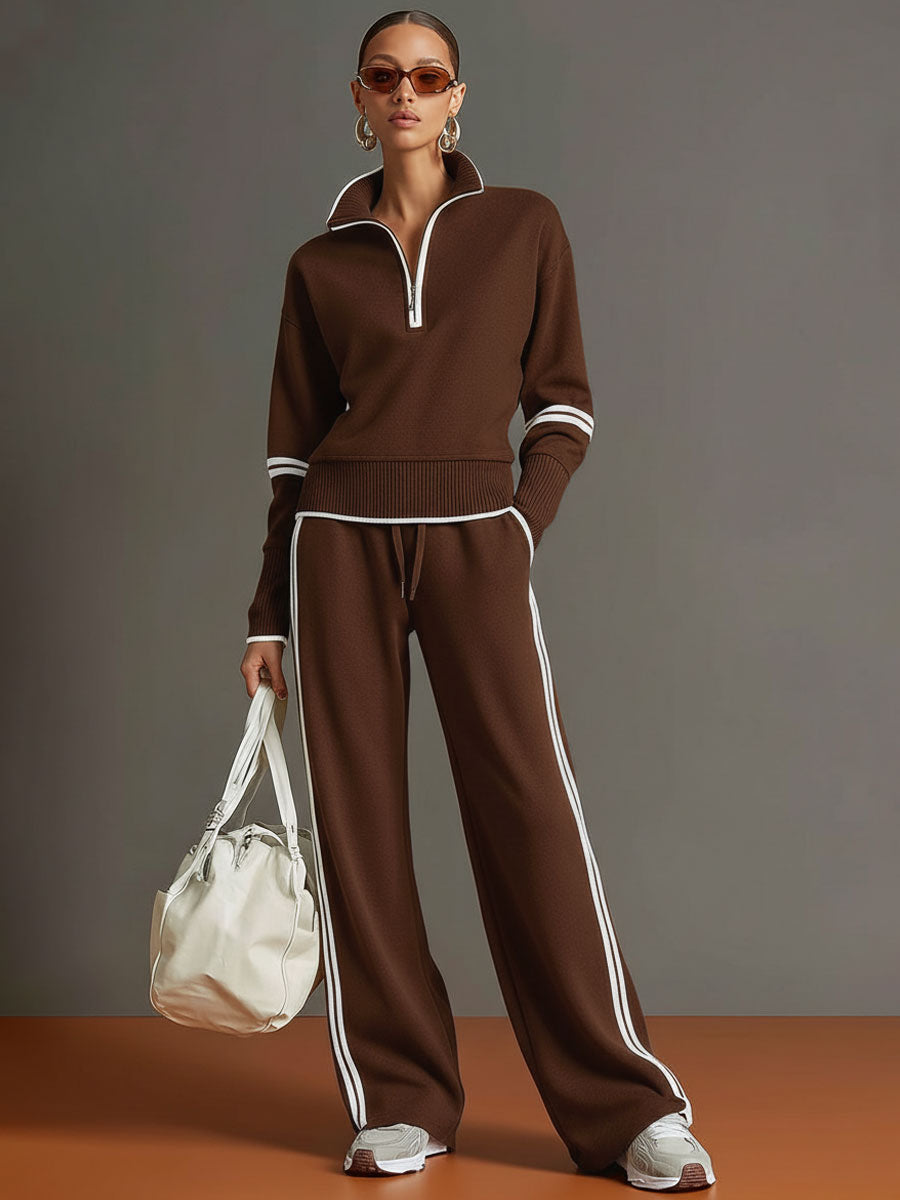 Retro-Sportset im Komfort-Stil in Braun