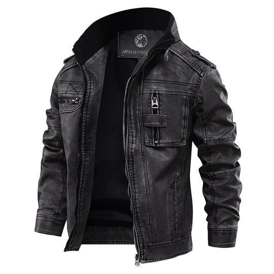 Robuste Herren Lederjacke im Bikerstil (2)