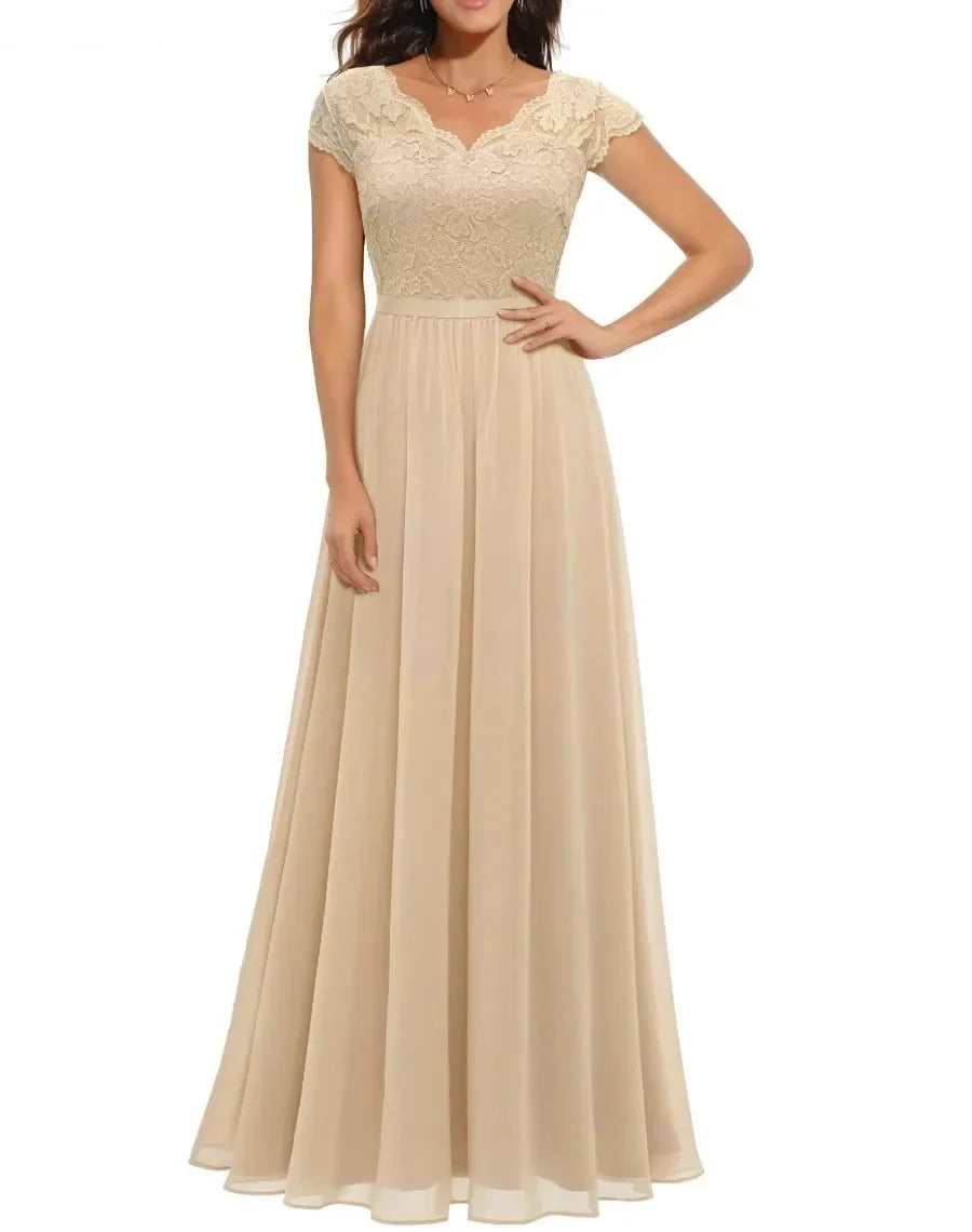 Romantische Bruiloft Gastenjurk Dames met in Beige