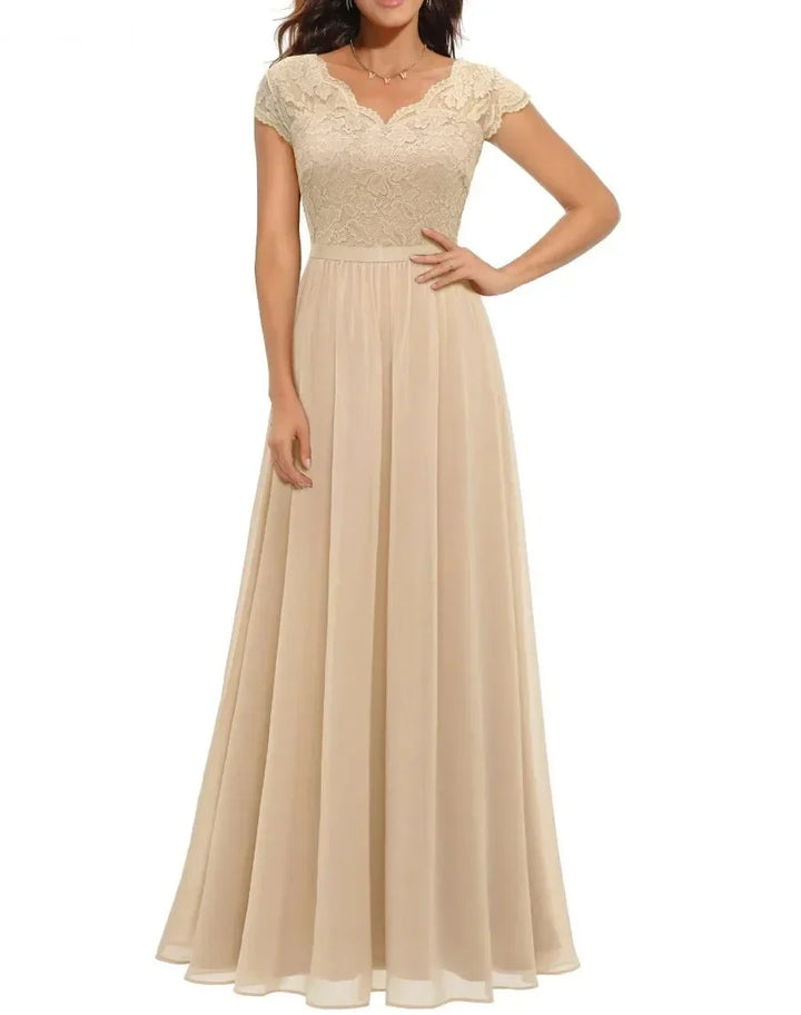 Romantische Bruiloft Gastenjurk Dames met in Beige