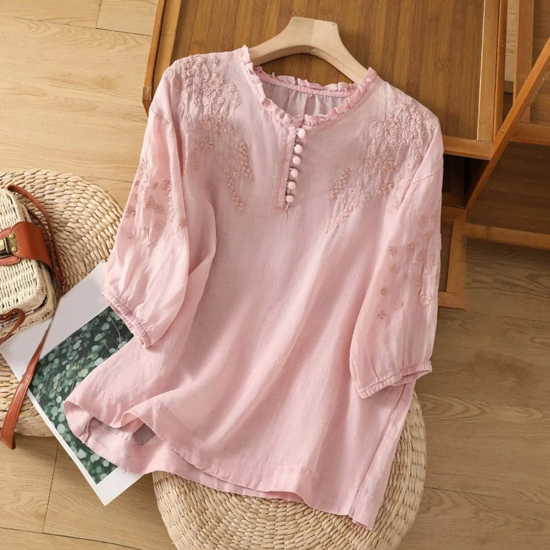 Romantische Rüschen-Bluse in Rosa
