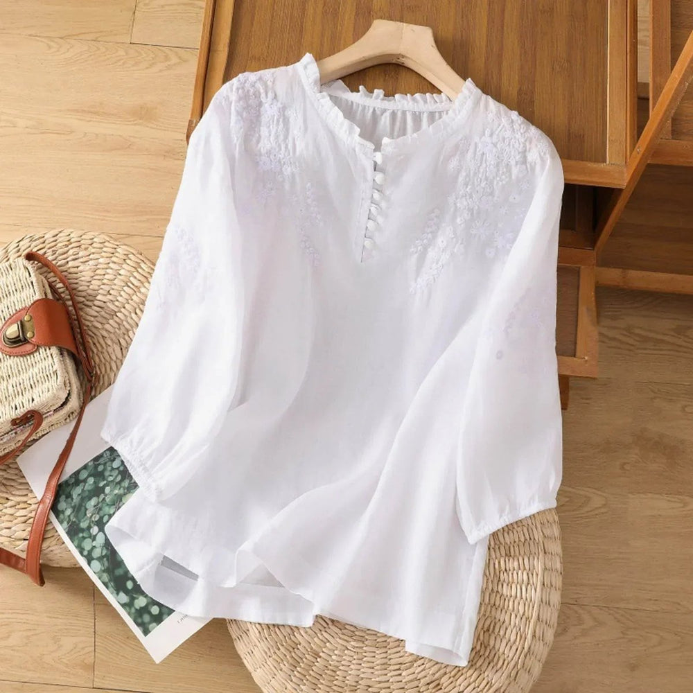 Romantische Rüschen-Bluse in Weiß