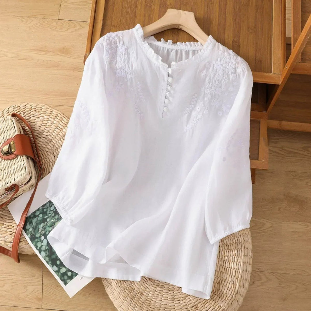 Romantische Rüschen-Bluse in Weiß