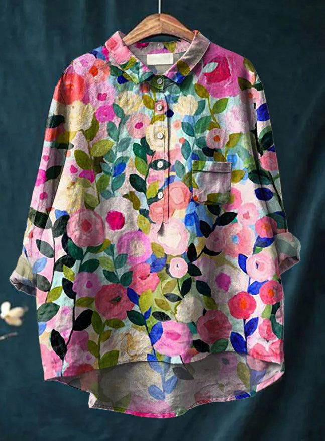 Romantische Vintage-Bluse in Drucken  1