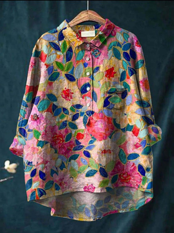 Romantische Vintage-Bluse in Drucken  4