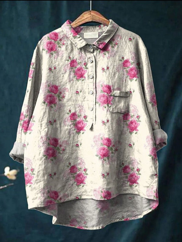 Romantische Vintage-Bluse in Drucken  7