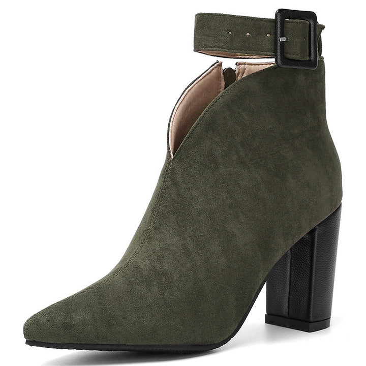 Samtige Damen Stiefeletten für Herbst-Looks in Grün