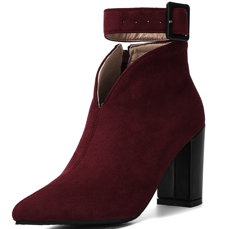 Samtige Damen Stiefeletten für Herbst-Looks in Rot