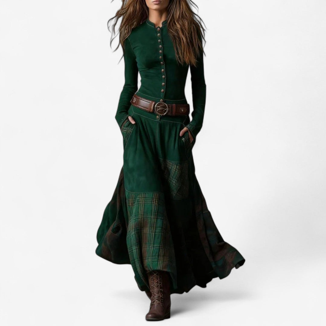 Schmeichelhaftes Hochzeitsgast-Kleid für Herbst in Grün