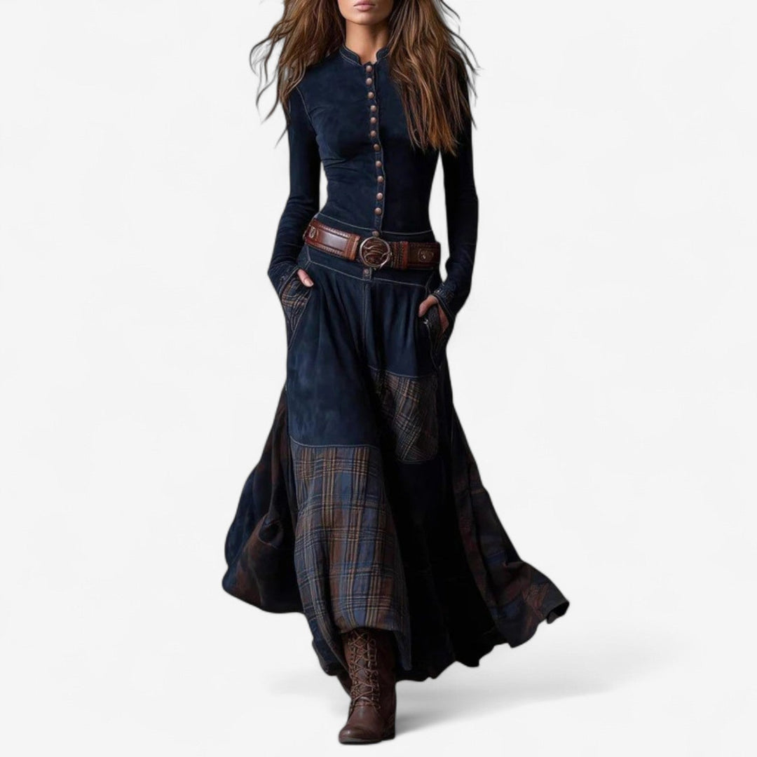 Schmeichelhaftes Hochzeitsgast-Kleid für Herbst in Königsblau