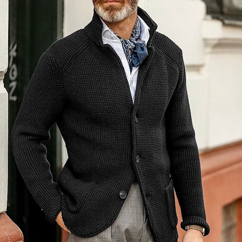 Schwarze Herren Jacke Casual Elegant Essential in Schwarz