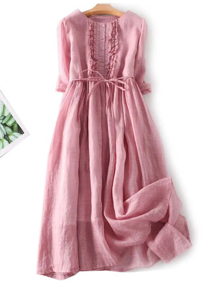 Sommerliches Leinenkleid im Boho-Stil in Rosa