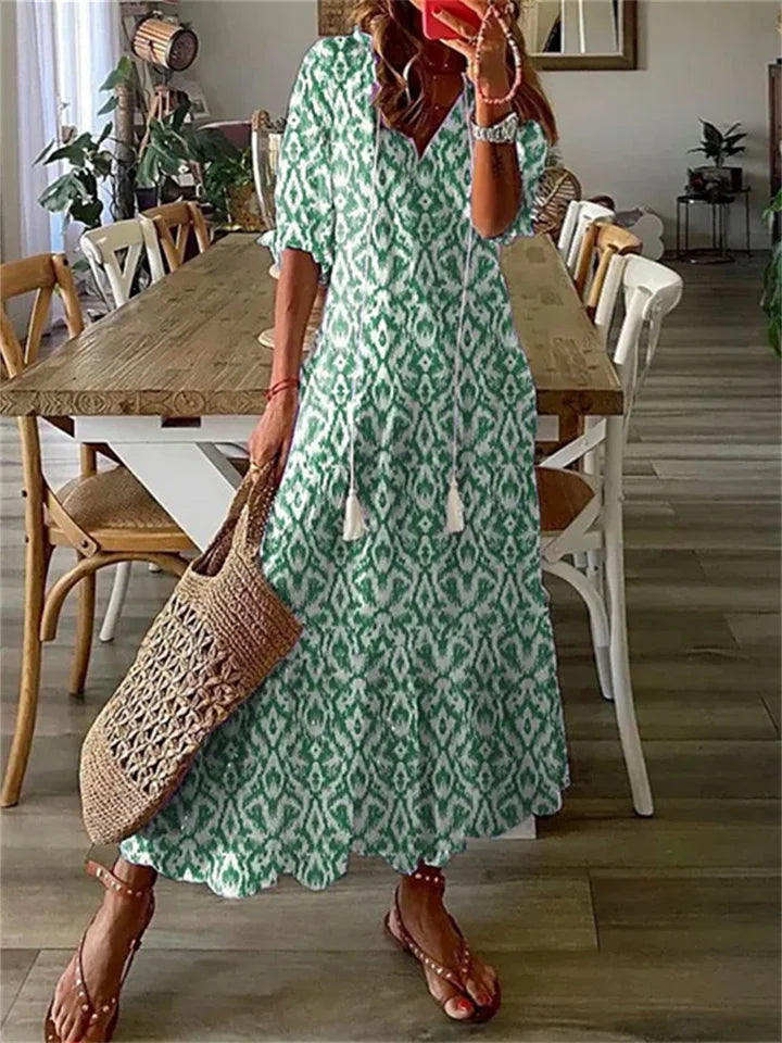 Sophia Moda Luftiges Sommerkleid in Maxilänge in Grün