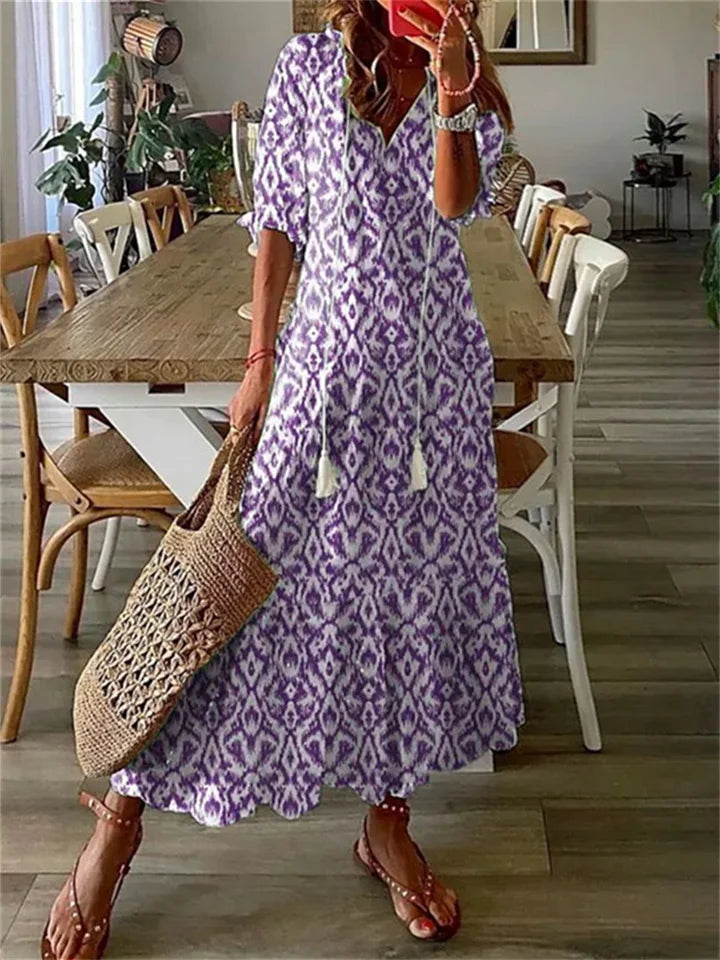 Sophia Moda Luftiges Sommerkleid in Maxilänge in Lila