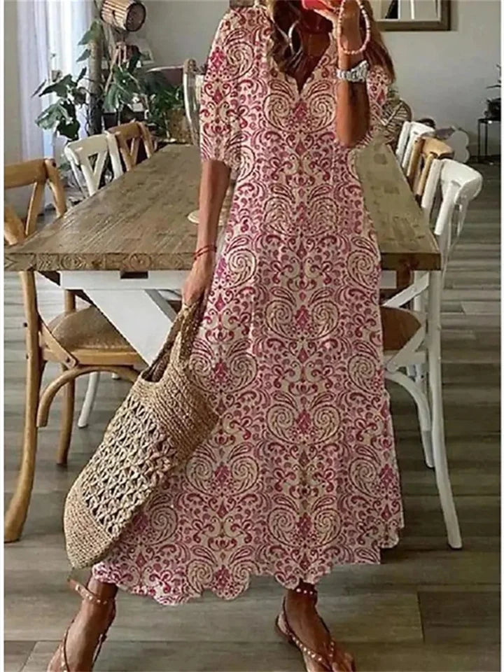 Sophia Moda Luftiges Sommerkleid in Maxilänge in Rot
