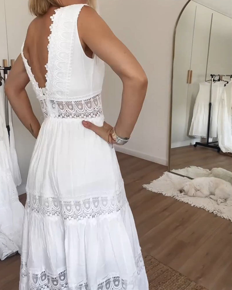 Spitzen Maxikleid im Boho-Stil für Hochzeitsgäste (2)