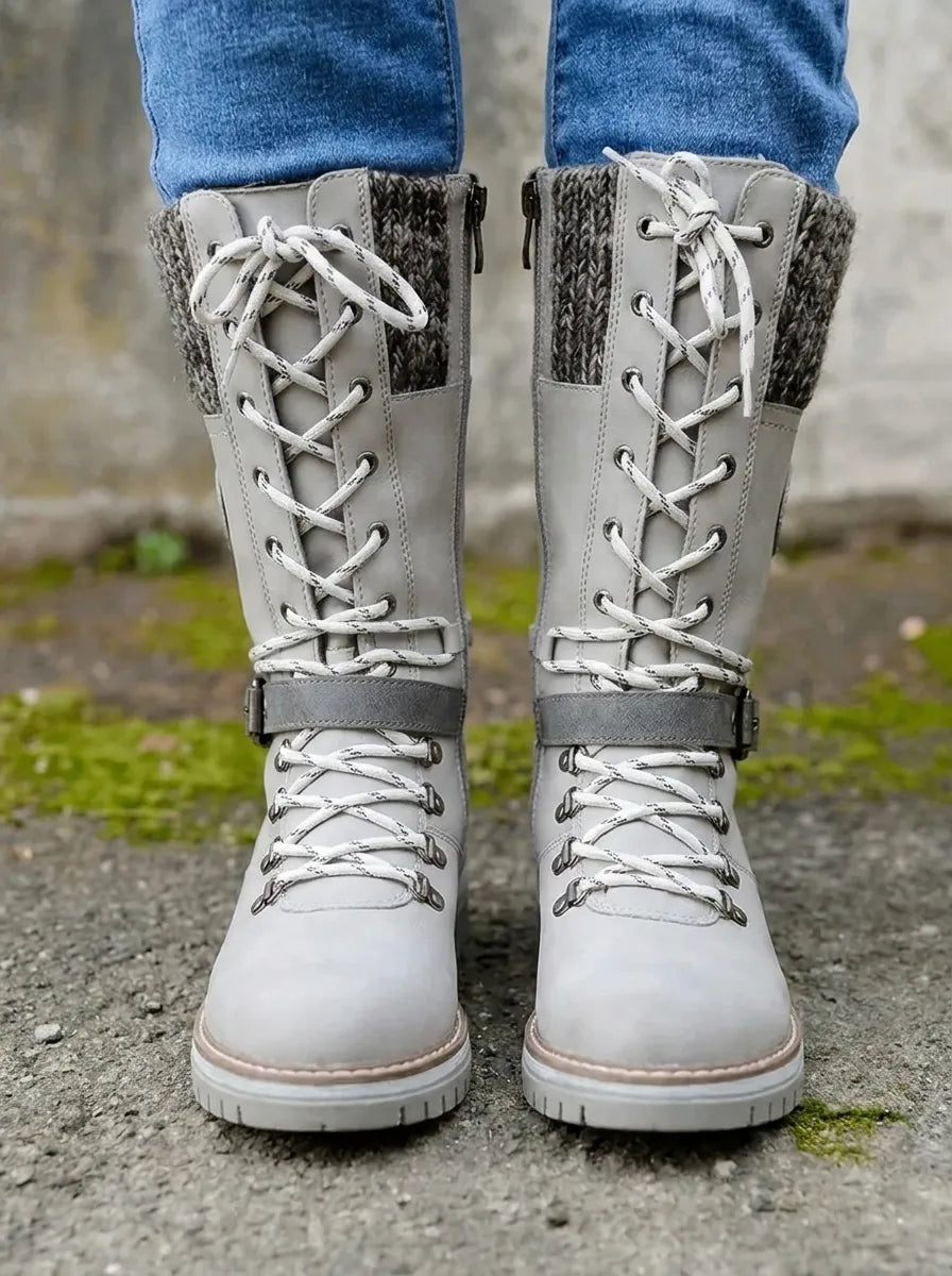 Stiefeletten Damen wasserdicht Schnürung Wadenhöhe