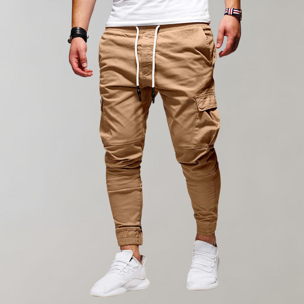 Strapazierfähige Herren Cargo-Hose im Straight-Fit für Alltag in Khaki