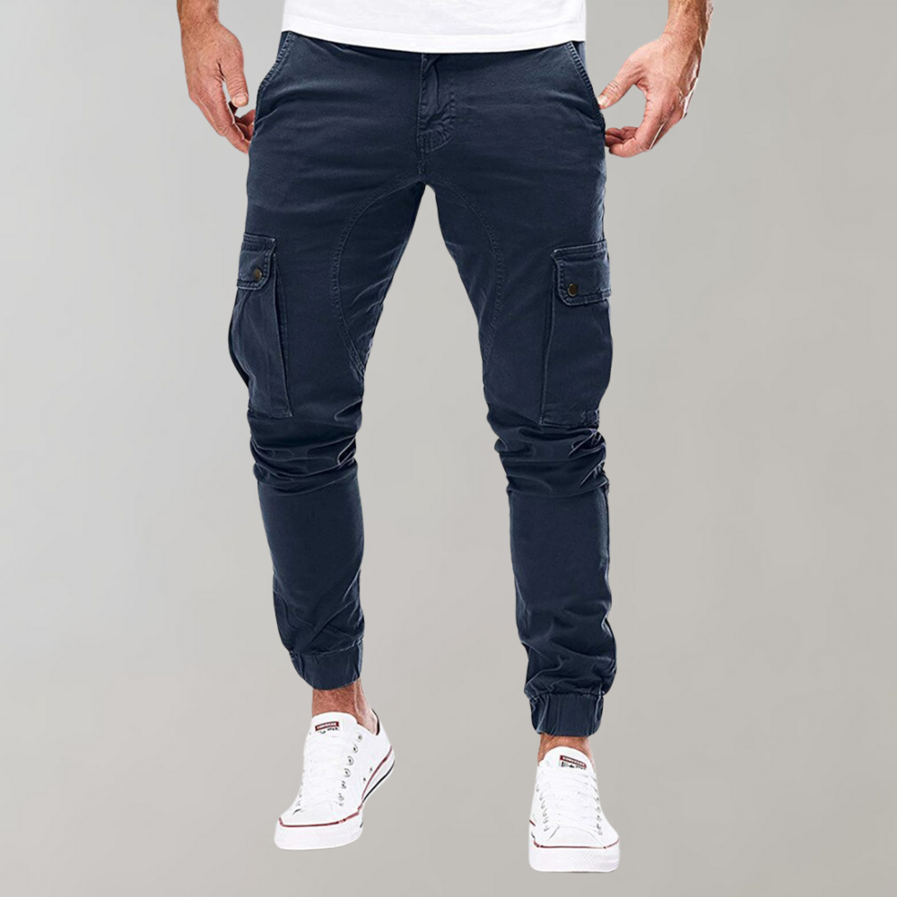Strapazierfähige Herren Cargo-Hose im Straight-Fit für Alltag in Marineblau