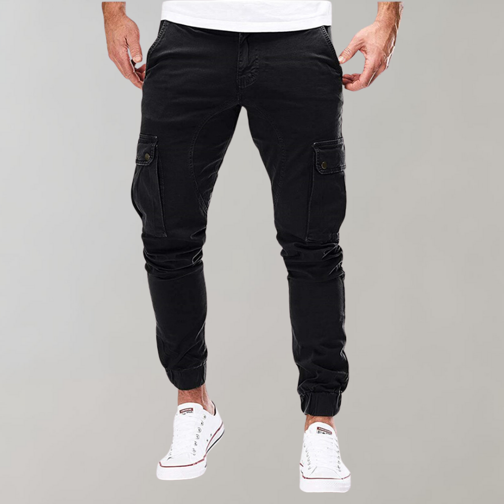 Strapazierfähige Herren Cargo-Hose im Straight-Fit für Alltag in Schwarz