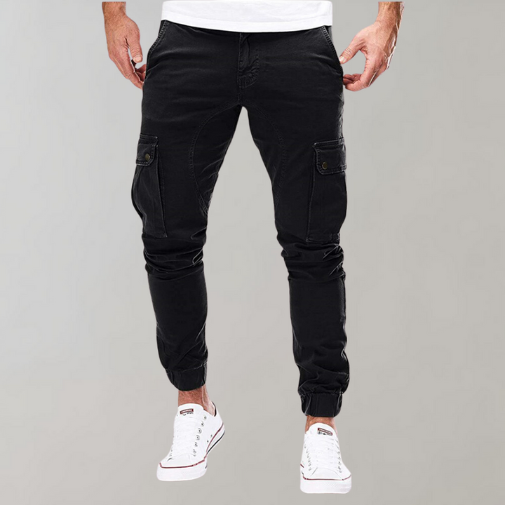 Strapazierfähige Herren Cargo-Hose im Straight-Fit für Alltag in Schwarz