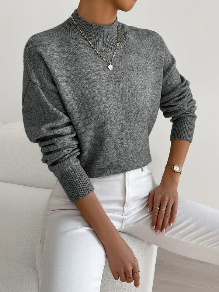 Strickjacke Damen im Minimalstil mit Langarm in Donkergrijs