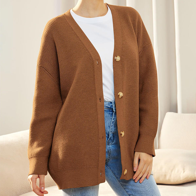 Strukturierte Damen Strickjacke für gemütliche Herbsttage in Braun