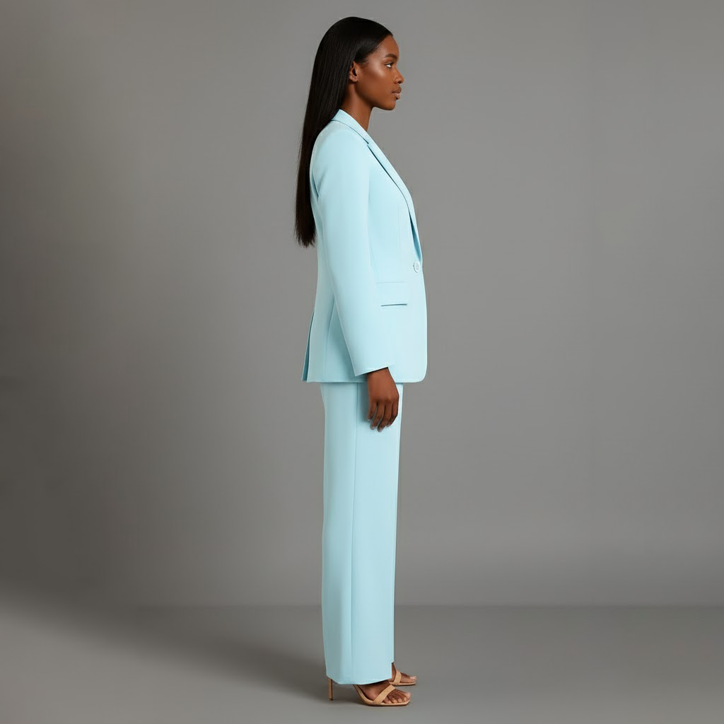 Strukturierter Damen Mantel-Anzug für Alle Anlässe in Turquoise