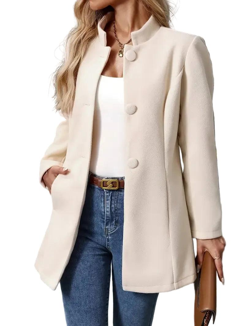 Strukturierter Damen Wintermantel im klassischen Stil in Creme