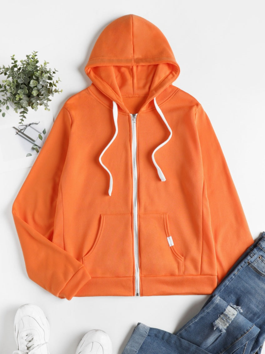 Taillierte Damen Winterjacke im Hoodie-Stil in Orange