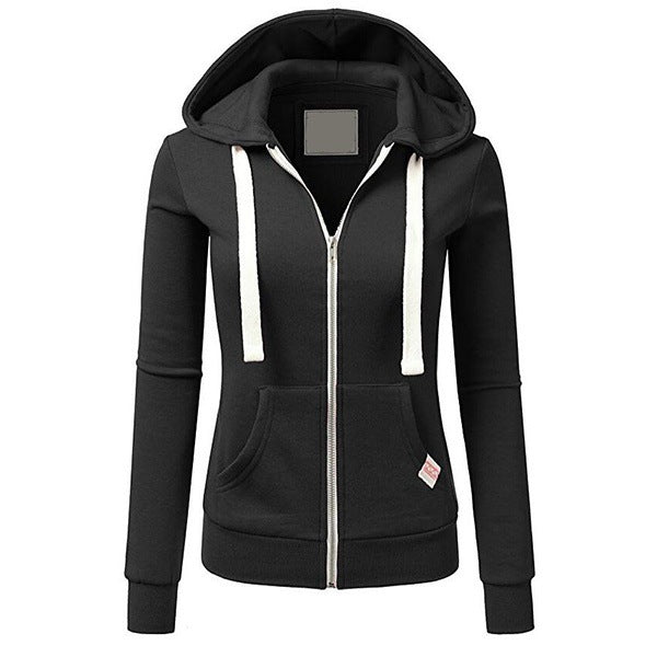 Taillierte Damen Winterjacke im Hoodie-Stil in Schwarz