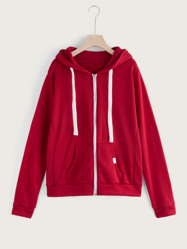 Taillierte Damen Winterjacke im Hoodie-Stil in Weinrot