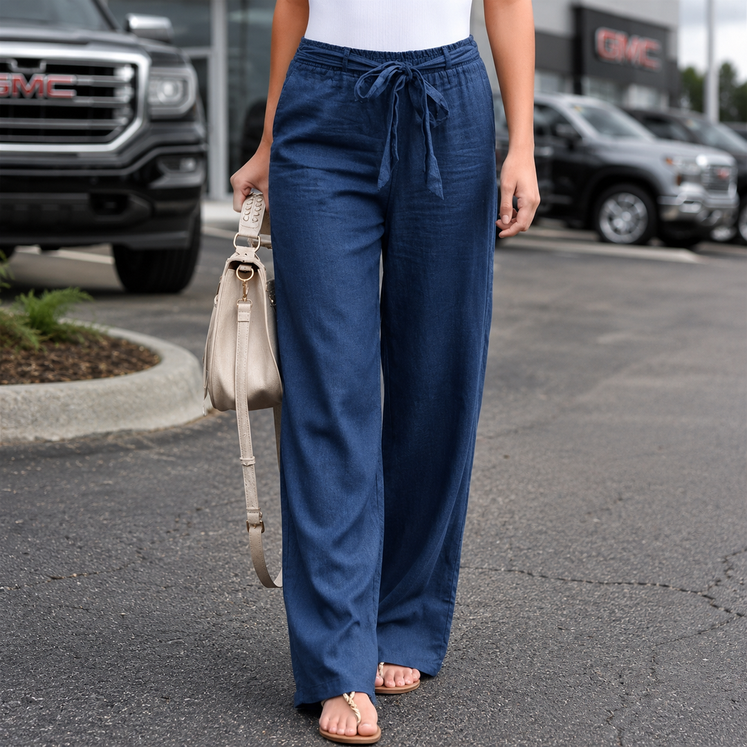 Trendige Hose mit weitem Bein in Dunkelblau
