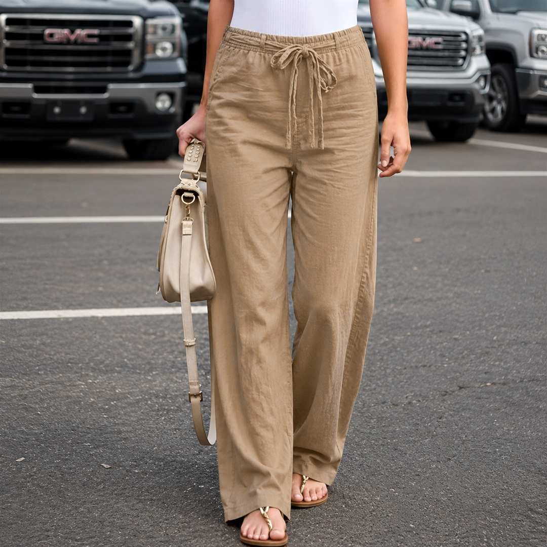 Trendige Hose mit weitem Bein in Hellbraun