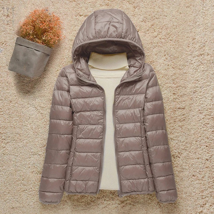 Ultraleichte Jacke für Winterreisen in Braun