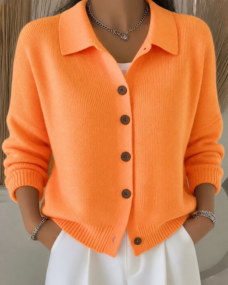 Vielseitige Damen Strickjacke im lockeren Schnitt in Orange