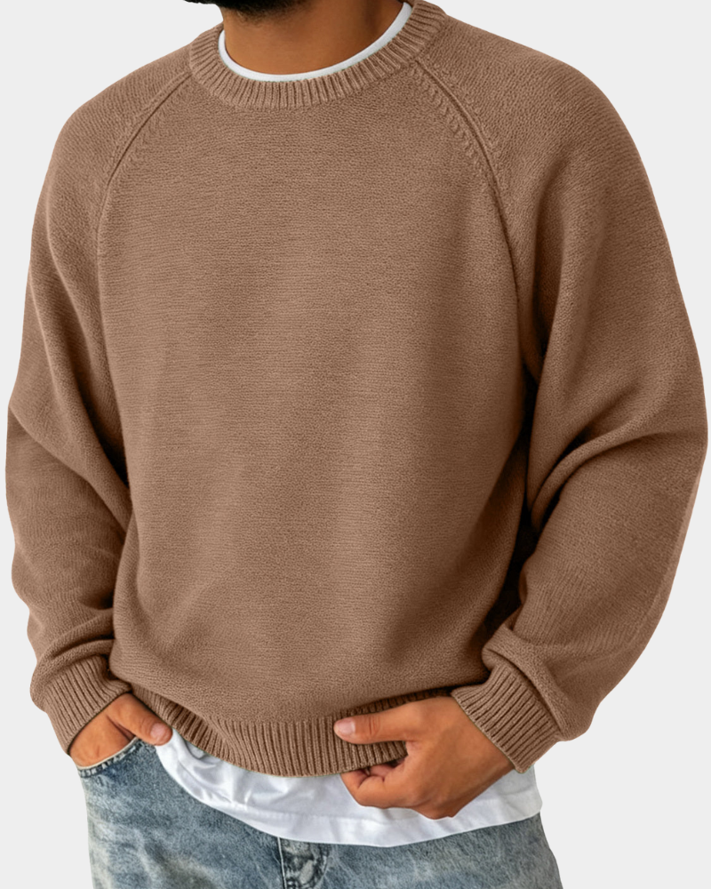 Vielseitiger Herren Pullover Rundhals zum Lagenlook in Braun