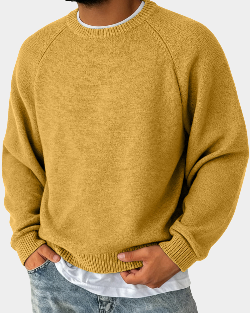 Vielseitiger Herren Pullover Rundhals zum Lagenlook in Gelb