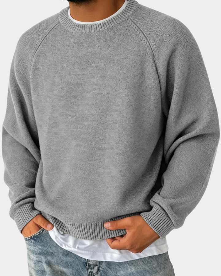 Vielseitiger Herren Pullover Rundhals zum Lagenlook in Grau