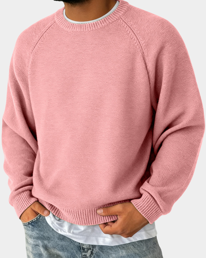 Vielseitiger Herren Pullover Rundhals zum Lagenlook in Rosa