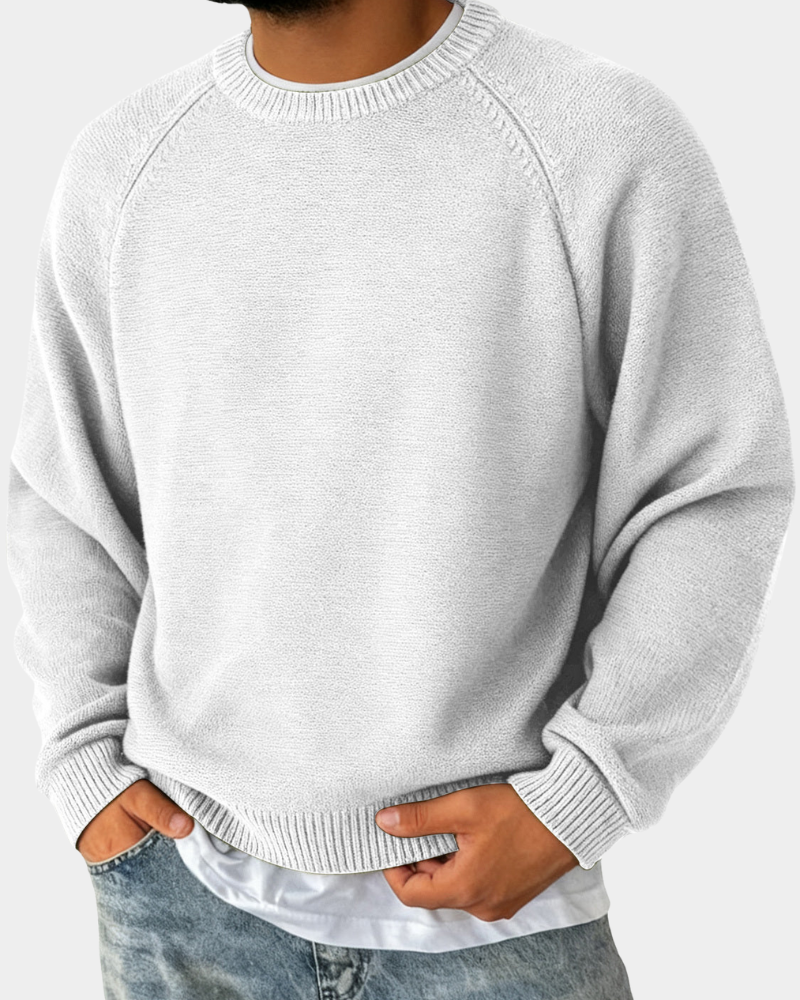 Vielseitiger Herren Pullover Rundhals zum Lagenlook in Weiß