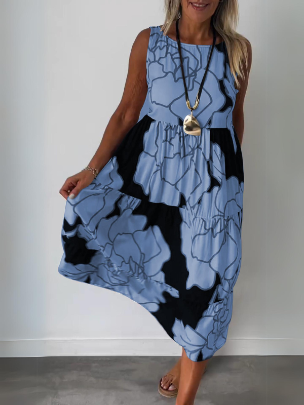 Vielseitiges Blüten-Sommerkleid in Blau