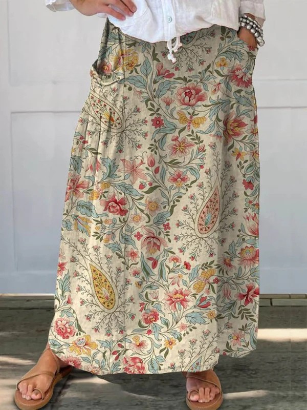 Vintage Floral Art Printed Linen Pocket (2)