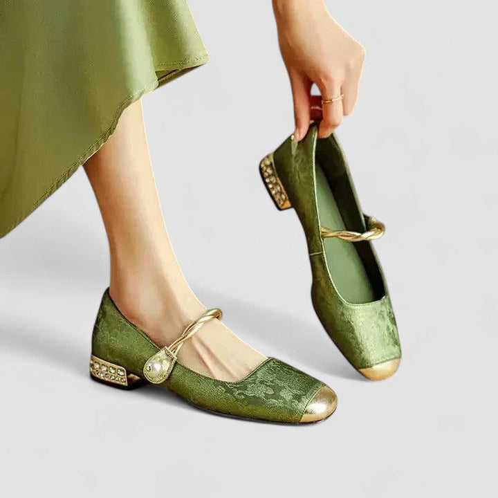 Vintage Orthopädische Mary Janes in Grün