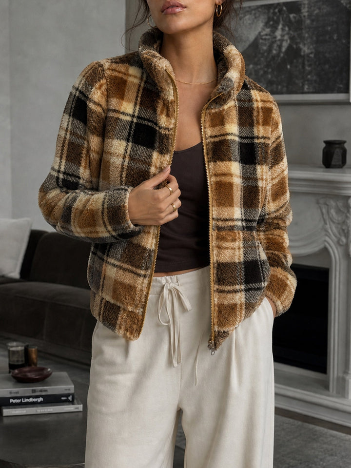 Warme Damen Winterjacke aus Fleece mit Taschen (4)