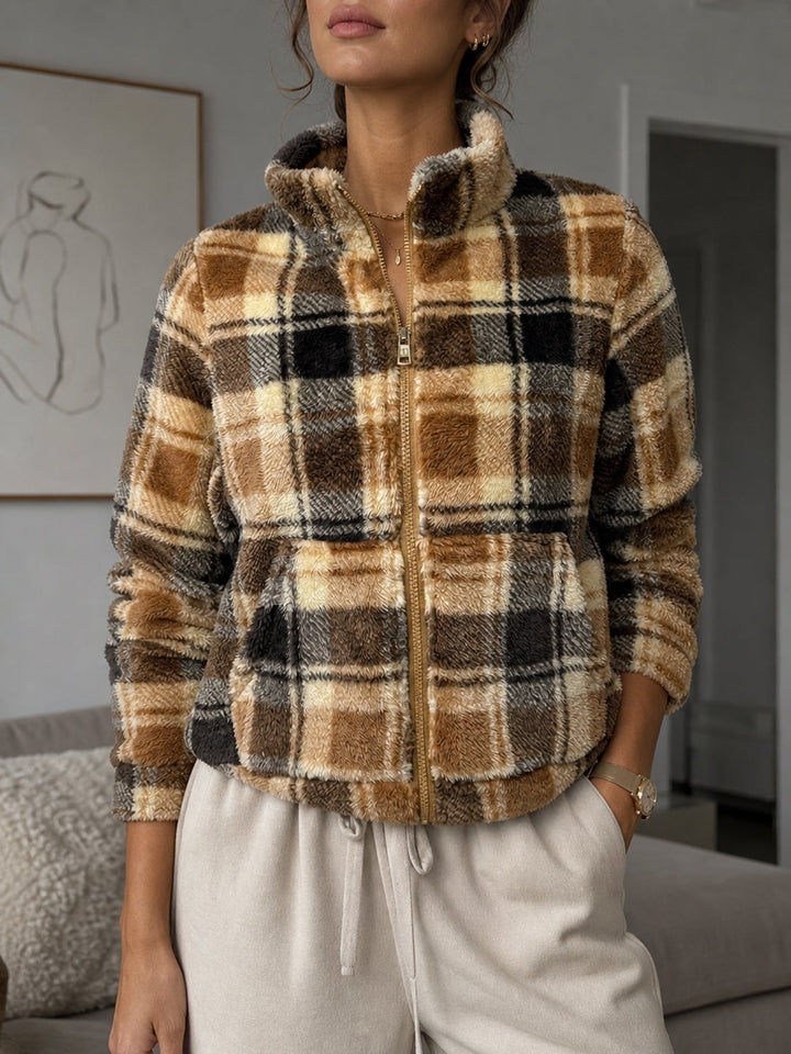 Warme Damen Winterjacke aus Fleece mit Taschen (5)