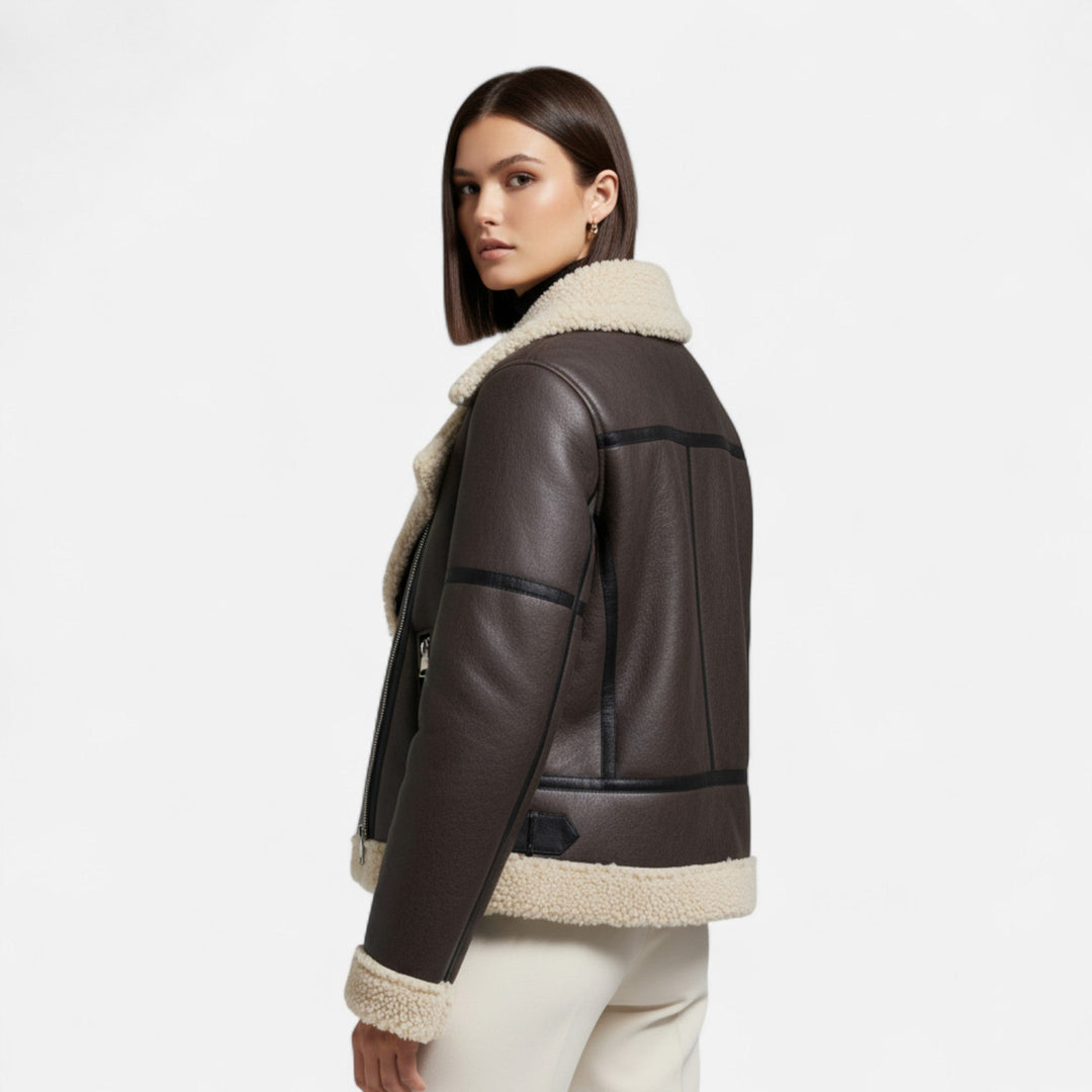 Warme Damen Winterjacke im Biker-Stil (6)