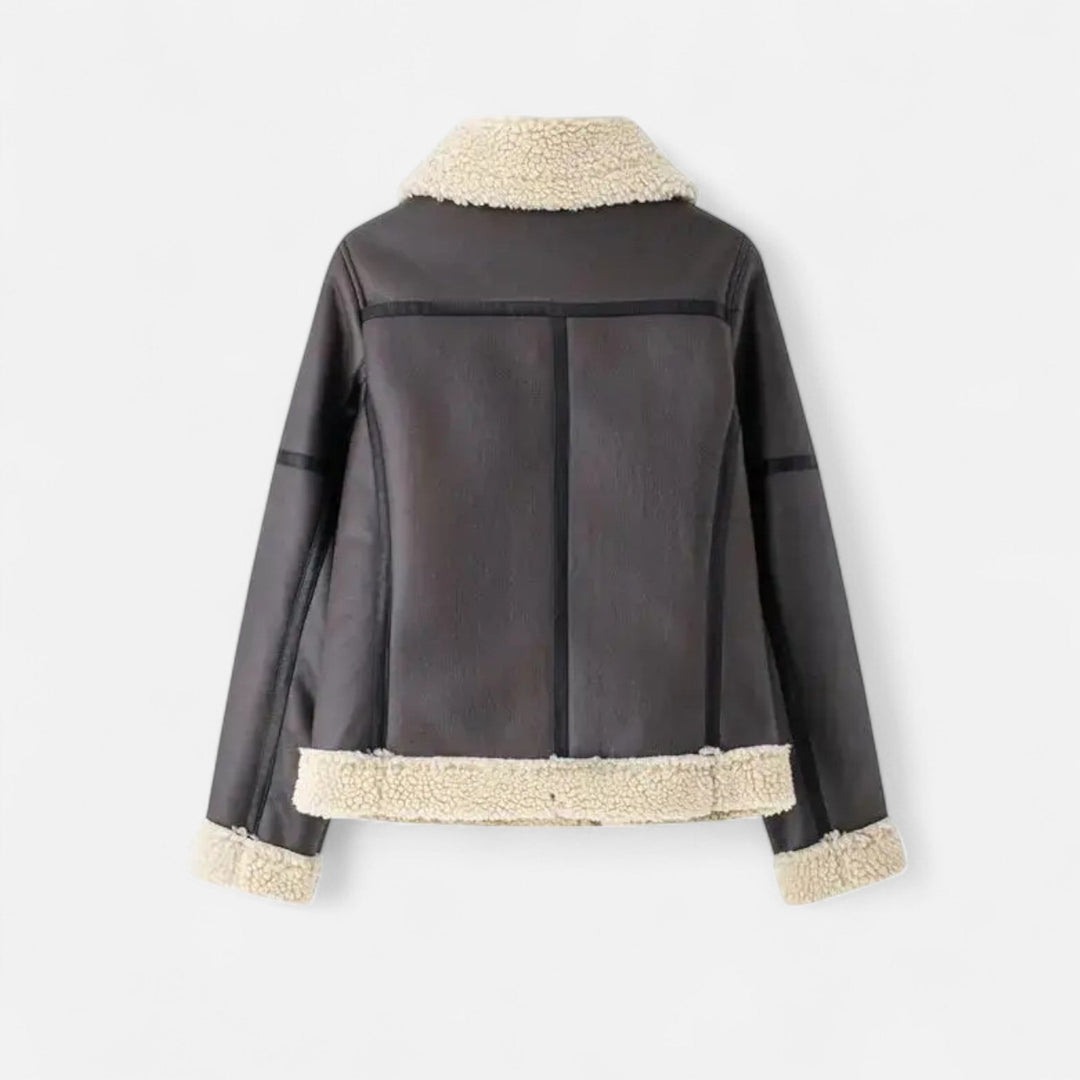 Warme Damen Winterjacke im Biker-Stil (7)